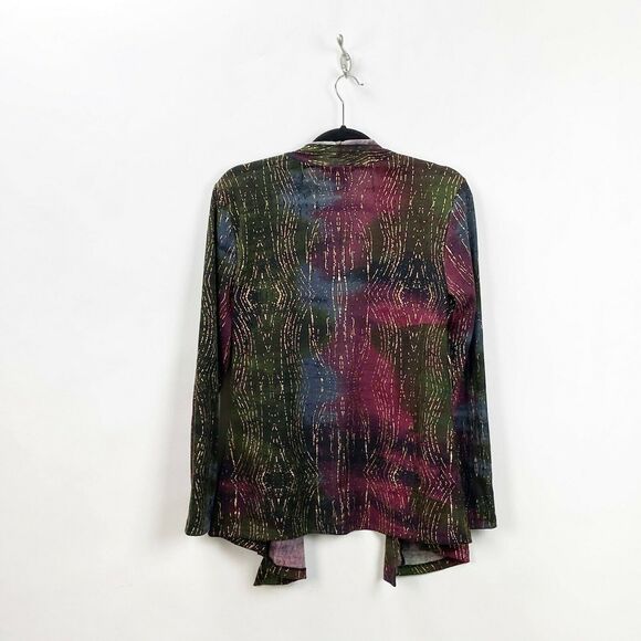 Susan Lawrence Large Womens Colorful Gold Embossed Art to Wear Cardigan - Picture 4 of 5